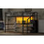 Lit mezzanine double en métal noir avec bureau, escalier de rangement, petite armoire et 7 couleurs à DEL, espace élégant de taille compacte, livré avec