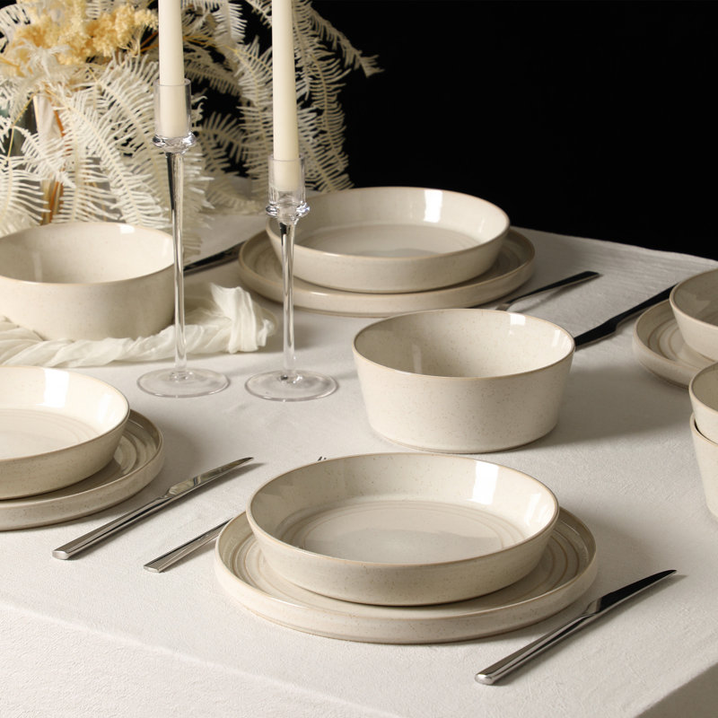 Stone Lain Claire 24-Piece Dinnerware Set Stoneware, White