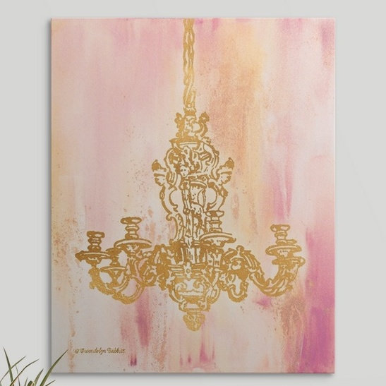 «Pink and Gold I» Gwendolyn Babbitt, impression, H 14 po x l 11 po x P 1,25 po, Toile