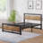 Bed Frame, Industrial Platform Bed With Headboard Footboard, Metal And Wooden Bed Frame, Heavy Duty Steel Slats Support, No Box Spring Needed Non-Slip Noise Free, Rustic Brown-2043603015