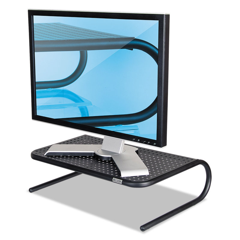 Black Steel Ergonomic Monitor Stand with Vented Platform
