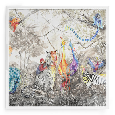 Arcadia Tiger And Zebra Scene Acrylic Square Decorative Tray