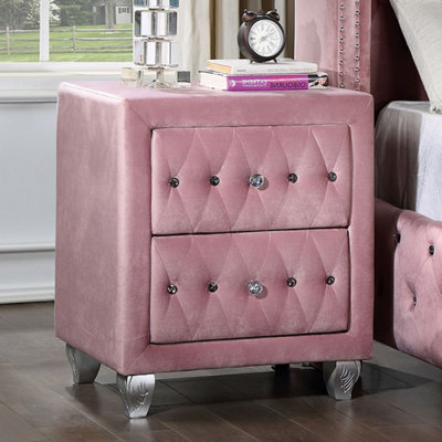 Magnifique table de chevet 1 pièce de couleur rose avec 2 tiroirs en acrylique