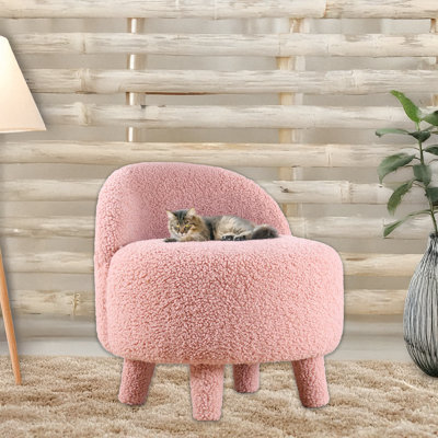 Round Orthopedic Sponge Ottoman With Wooden Legs
