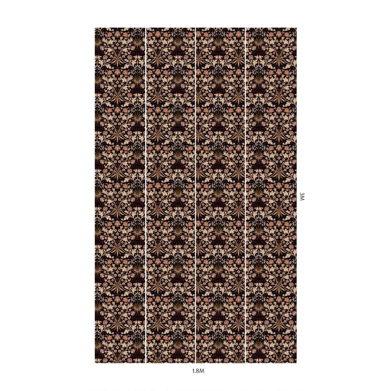 Hyacinth 9.84' L x 70.8" W Wallpaper Roll, Black