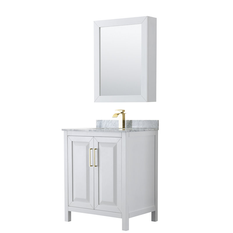 Daria 30'' W Single Vanity, White, Brushed Gold