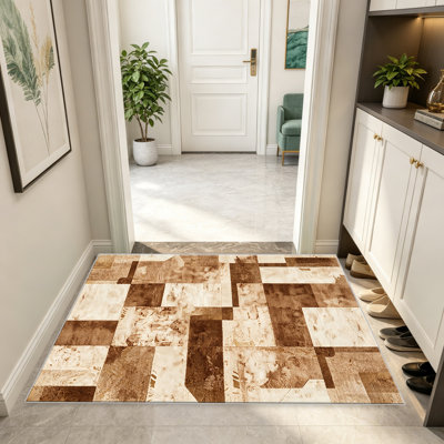 Beige Abstract Blocks area rugs for Living Room, Soft and Comfortable, Suitable for all seasons, easy to maintain, machine washable Indoor floor mat, Under Table Farmhouse suitable for Bedroom, Dining Room, Study, Patio, Balcony, Home Decor