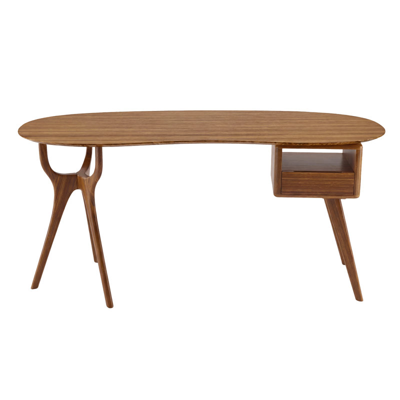 Bureau Cyrus en bois massif de bambou durable, conception sculpturale moderne, finition cuivre, Cuivre