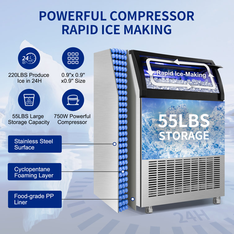 Velivi 400 lb. Daily Production Cube Clear Ice Freestanding Commercial Ice Machines WQJR-E01