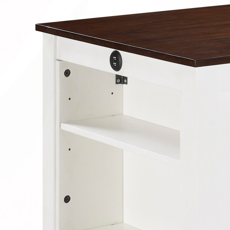 Graham 36" 3-Piece Gray Finish Small Space Counter Height Dining Table With Shelves And 2 Chairs, Brown/White, White