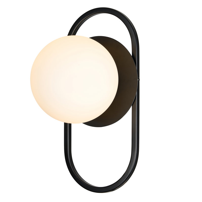 Applique murale décorative 1 lumière Burlat, Noir mat, Blanc