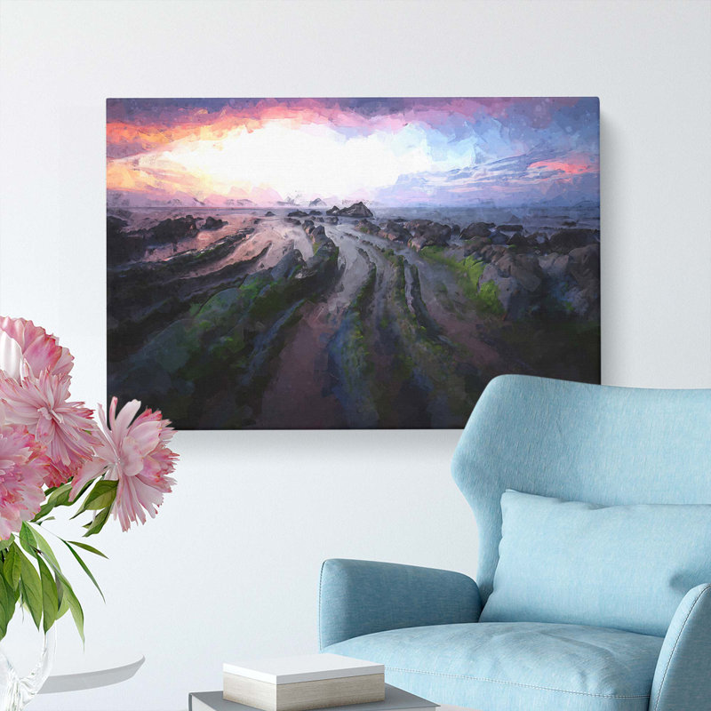 Evening in Barrika Spain in Abstract - Wrapped Canvas Graphic Art Print, 35cm H x 50cm W x 3cm D