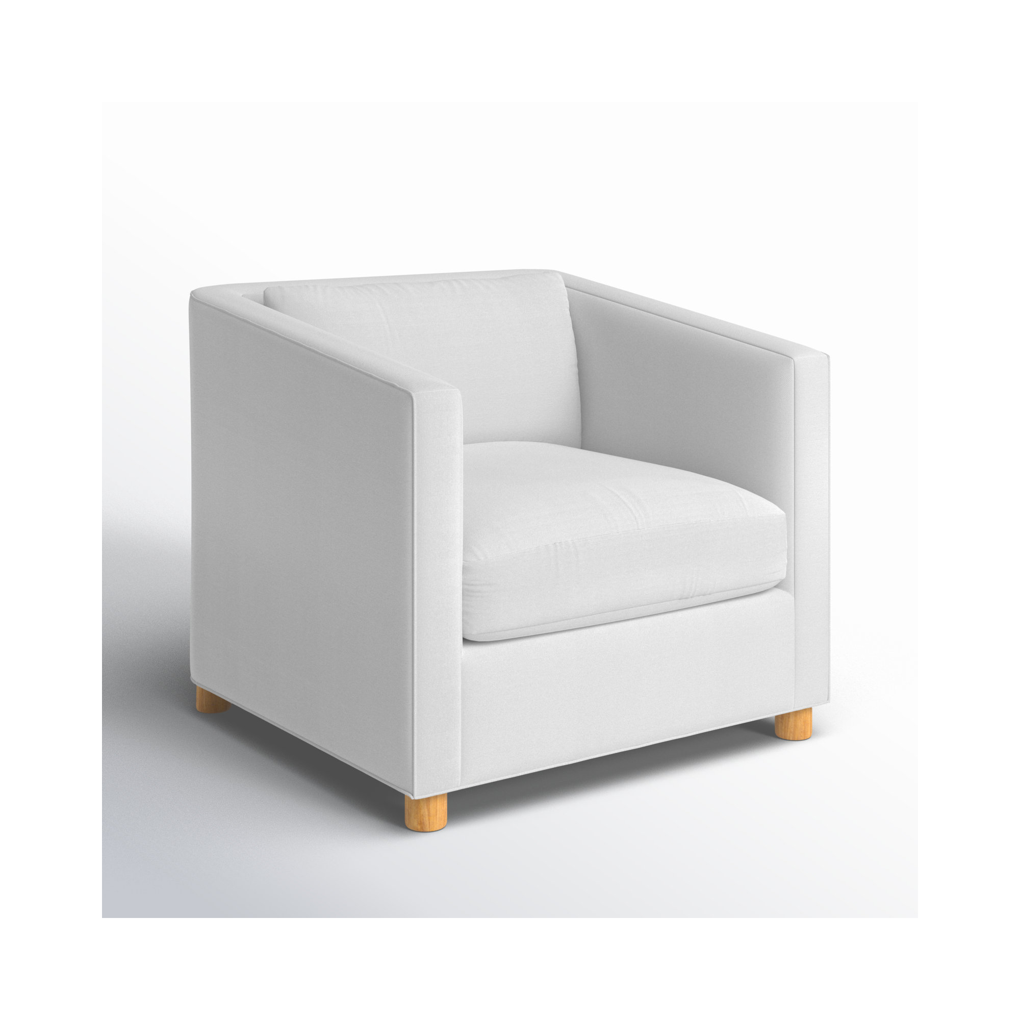 Emilie Upholstered Chair and a Half, Oak, Classic Bleach White Twill