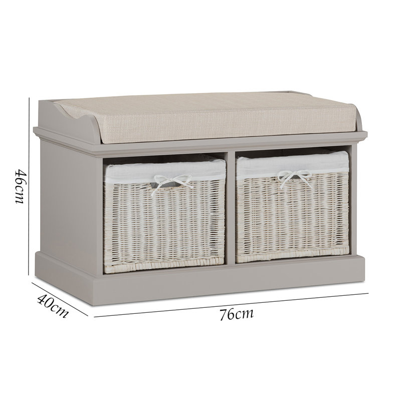 Bastogne Polyester Blend Upholstered Storage Bench, White, Beige, Blush