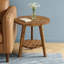 Table de bout ronde en bois massif avec tablette de rangement Farmhouse