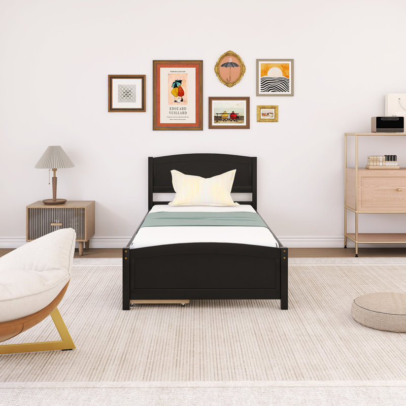 Lit plateforme simple avec deux tiroirs, Espresso