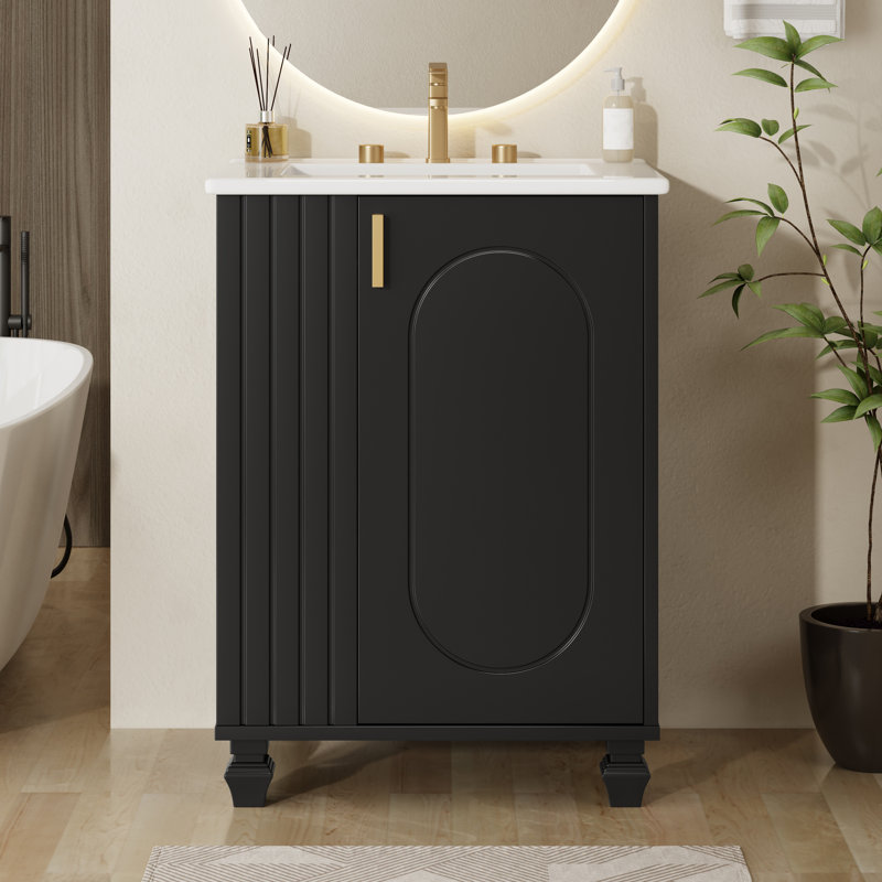 Meuble-lavabo 24 po avec lavabo, Noir