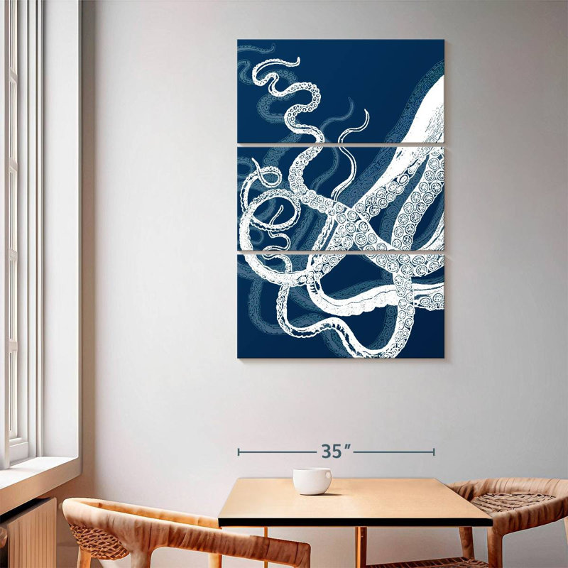 Brampt Octopus Tentacles Blue And White, 65" H x 42" W