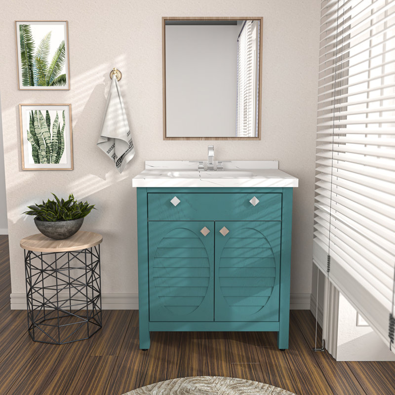 Eilean 31'' Single Bathroom Vanity with Engineered Marble Top, Turquoise