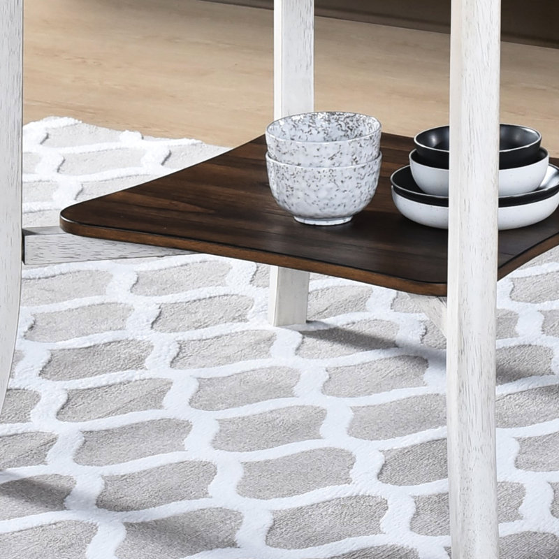 Table de salle à manger Amparo Look moderne. Plateau en bois foncé et base blanchie. Solide +. 45,6 po X 30 po Convient aux petits espaces. Rehausse le style rustique et chic de la décoration intérieure. Chêne antique