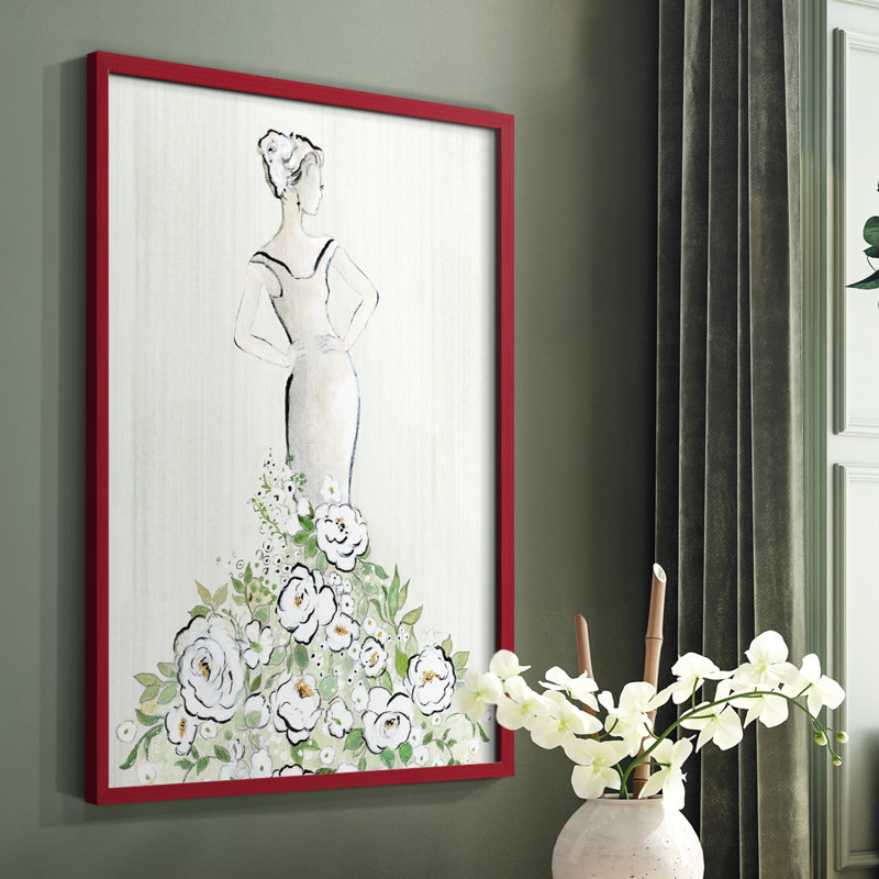 Reproduction encadrée figurative Fashion Floral - bois massif, Rouge, H 10 po x l 8 po