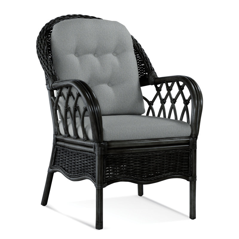 Chaise avec accoudoirs rembourrée Everglade, Noir, noir, noir, noir, Tissu performance bleu clair 0851-55