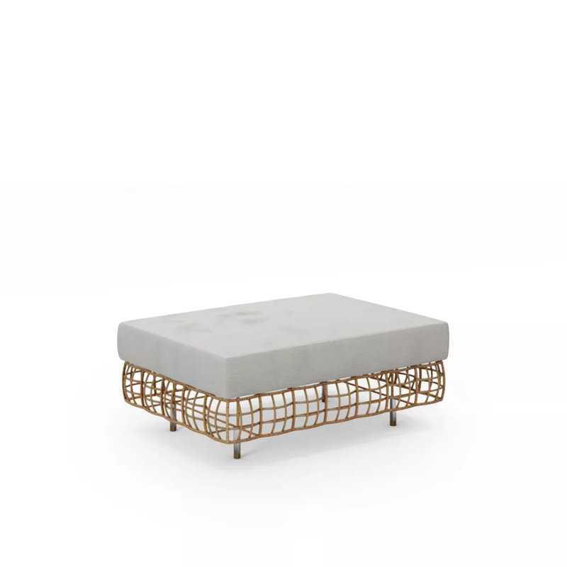 Yin & Yang Outdoor Ottoman, Canvas Canvas, Black