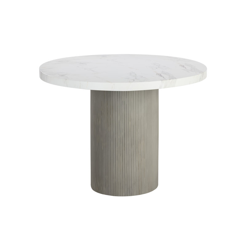 Zali Round Dining Table - Grey, Gray, 30" H x 40" L x 40" W