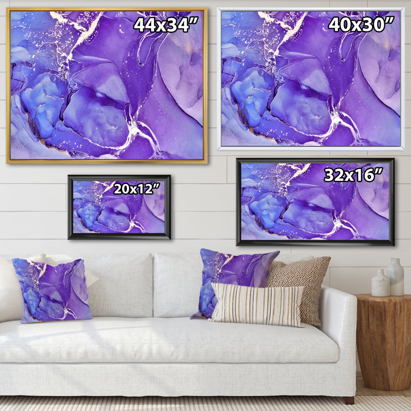 «Mauve et bleu», reproduction sur toile, H 24 po x l 32 po, Toile à cadre flottant noir