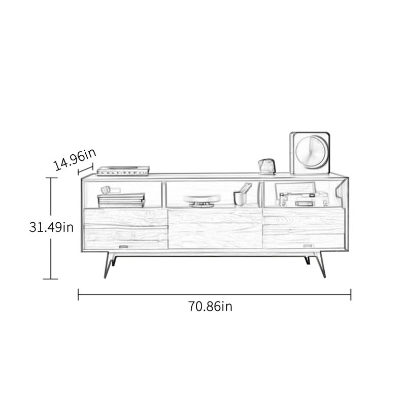 Kistner, H 31,49 po x L 70,86 po x l 14,96 po
