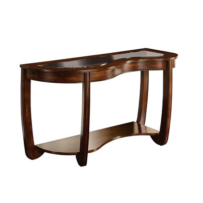 Contemporary Dark Cherry Table With Beveled Glass And Open Shelf Storage Traditional Console Featuring Insert Top Bottom