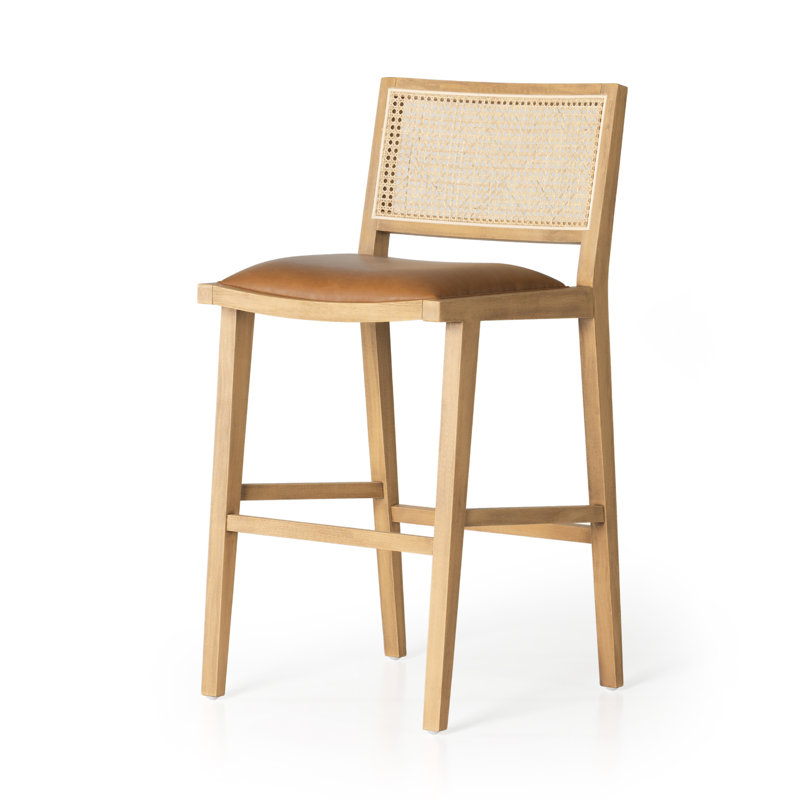 Caswell 27" Counter Stool, Bar Stool (31” Seat Height), White Polyester Blend