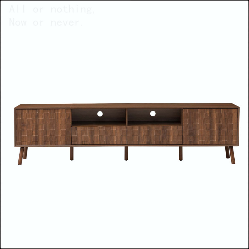 Meuble télé moderne pour téléviseur de 85 po ou moins avec motif carré texturé