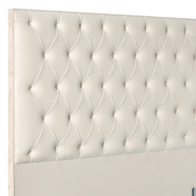 Upholstered Headboard, Small Double (4'), Cream, Velvet