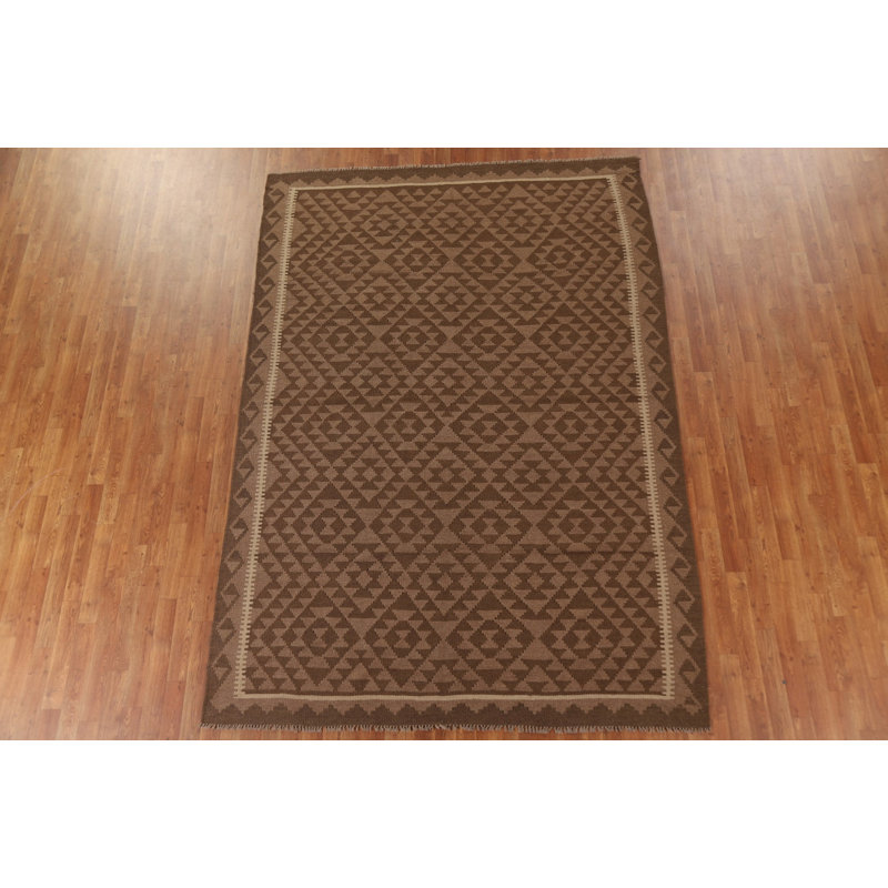 Tapis oriental géométrique en laine Kilim 7 x 10