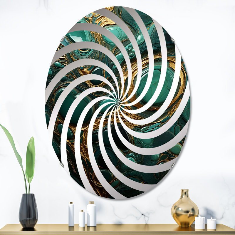 Spiritual Stone Malachite Renewal I - Miroir décoratif Vortex | Ovale, 35,4 po x 23,6 po