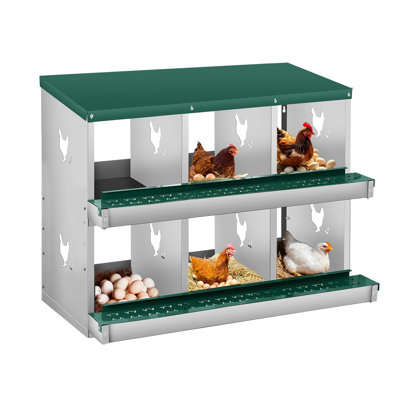 Boîte de nidification de poulet à 6 compartiments, nid de volaille autoportant à 2 couches pour poulets, poules, canards, boîtes de poules en métal