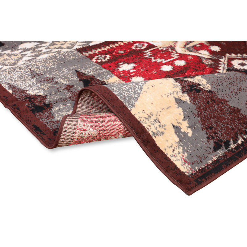 Tapis gris / rouge Artibrannan, Tapis de couloir 2 pi x 8 pi
