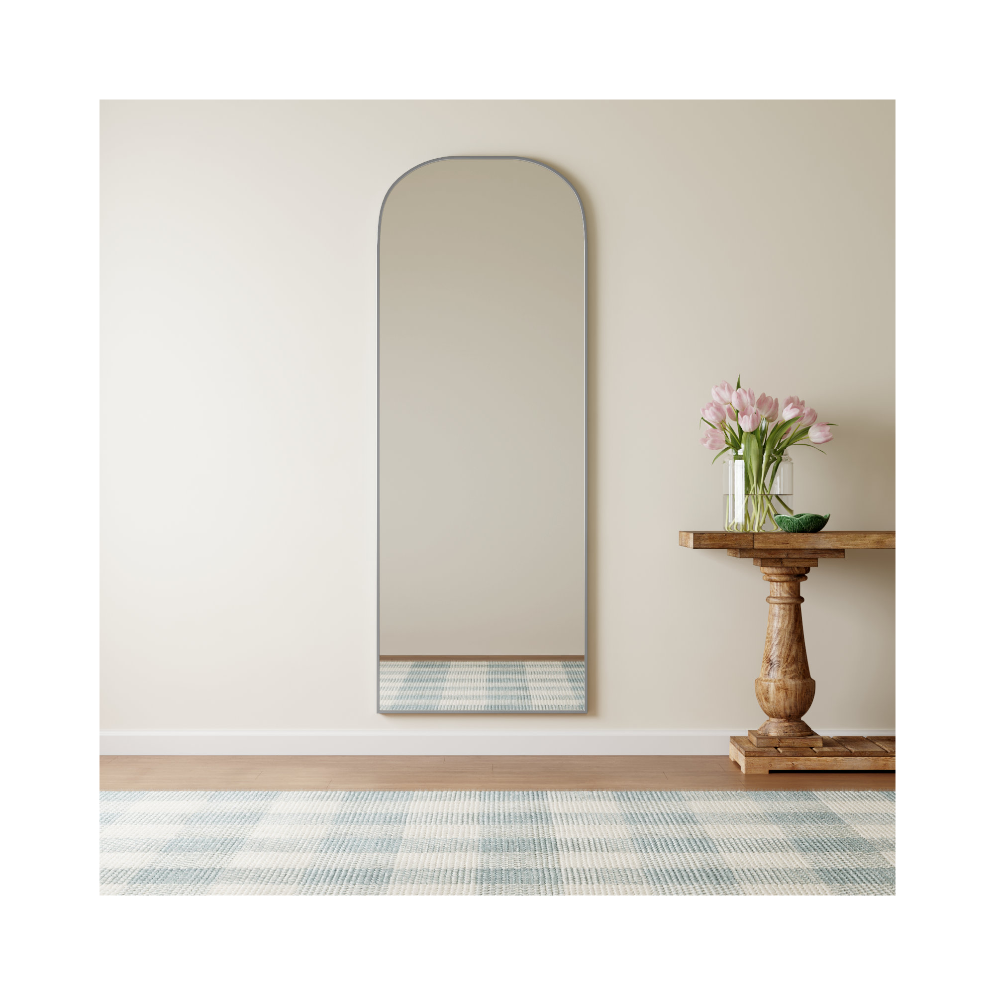 Sabine Metal Wide Arch Wall Mirror, Silver, 74" x 28"