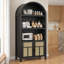 Armoire de rangement arquée de 70 po avec portes en rotin boho et tablettes réglables, grand garde-manger pour le salon de la cuisine