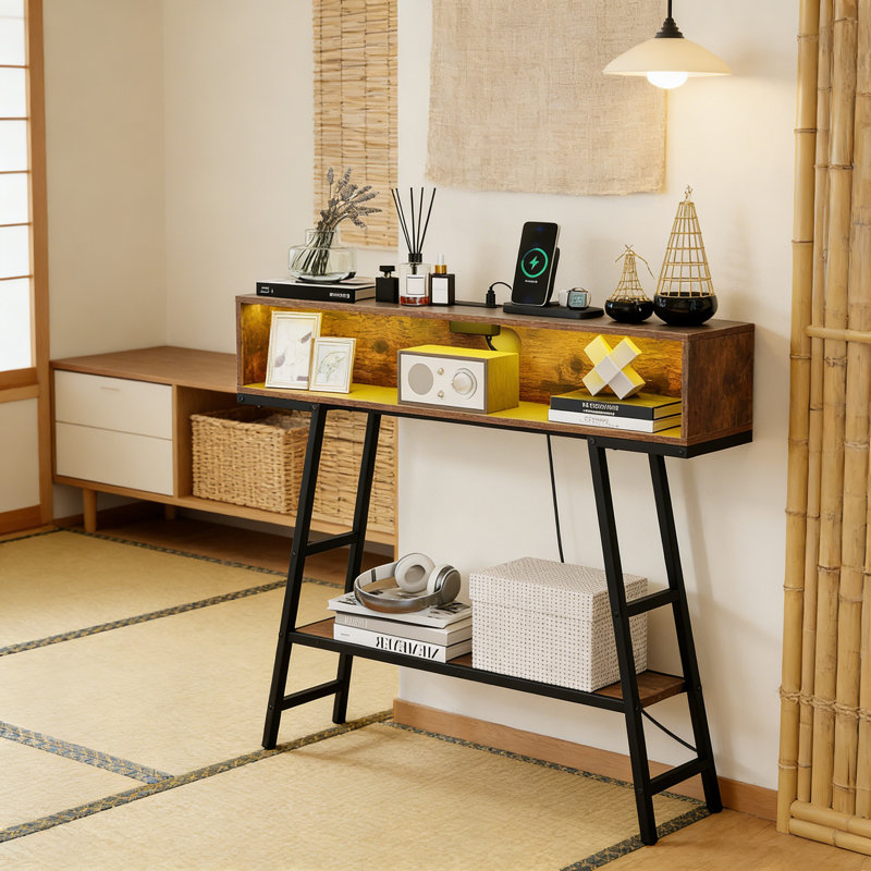 100cm Console Table, Rustic Brown