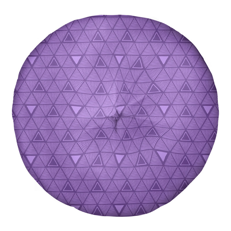 Coussin de sol triangulaire dessiné à la main, 26 po x 26 po, Violet