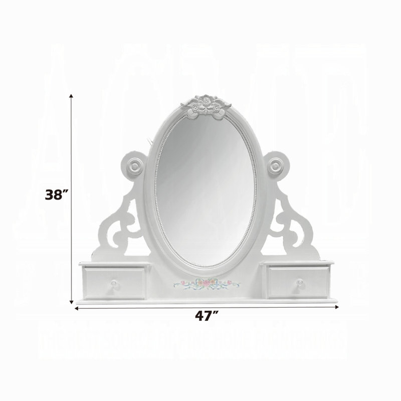 Miroir Flora avec bijoux, Blanc