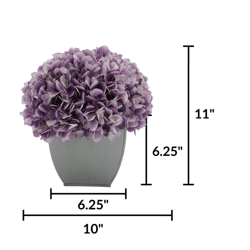 Arrangement d'hortensias lavande en pot synthétique, Lavande, Argent