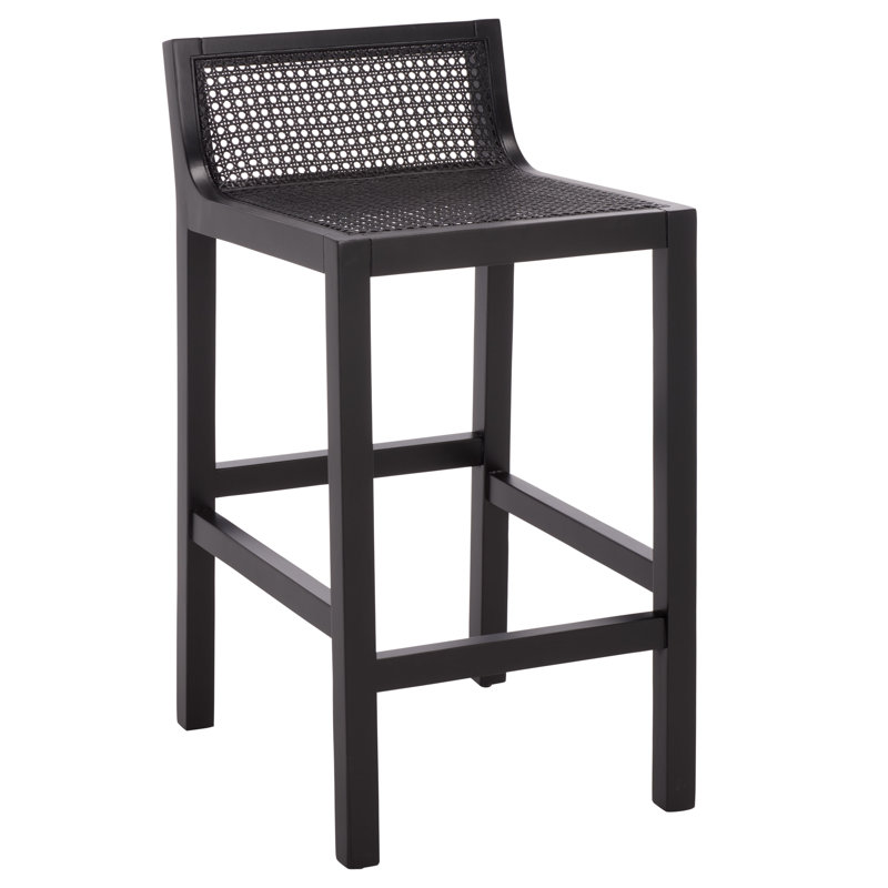 McCarthy Solid Wood Counter Stool, Black/Black, Counter Stool(25.59” Seat Height)