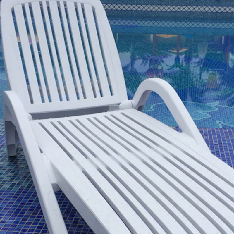 Modern White Pool Lounger with Adjustable Design