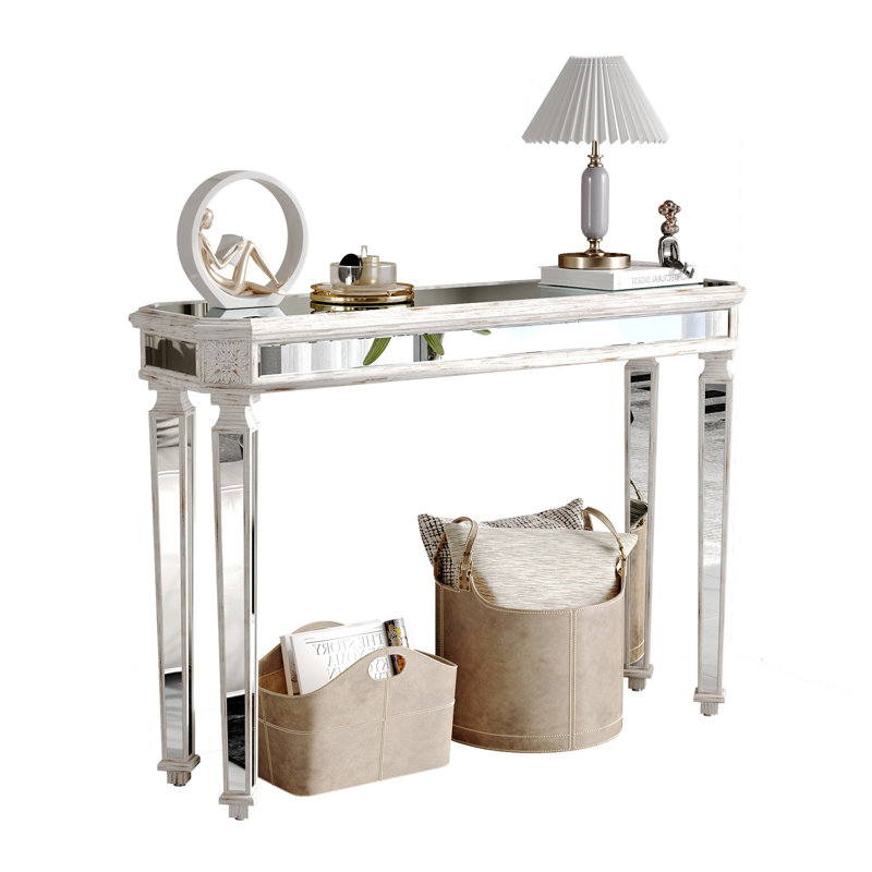Framhouse 48" Mirrored Console Table, White