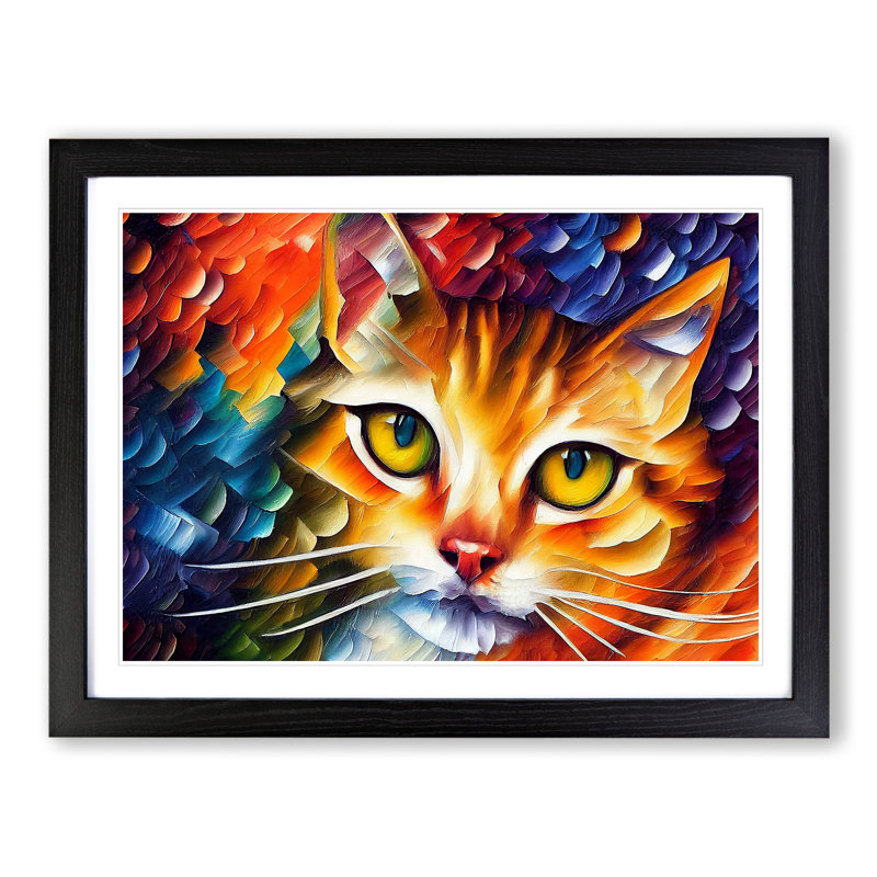 Cat Vol.5 Abstract - Framed Print, 34cm H x 46cm W x 2cm D, Black Framed