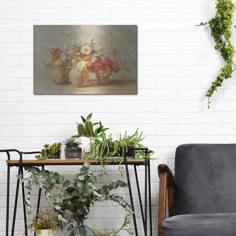 Art mural en métal Winston Porter «Sunny Bouquet» par Danhui Nai, H 12 po x l 16 po