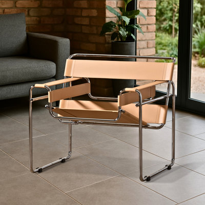 Aether Tan Finish Faux Leather Accent Chair With Steel Frame, 29.57" H X 27.99" W X 30.84" D